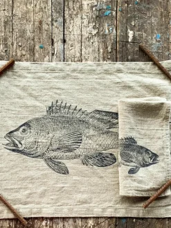 Linnen placemat Barsch, handgedrukt^Frohstoff Clearance