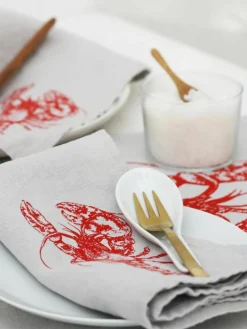 Linnen placemat handgedrukt^Frohstoff Hot