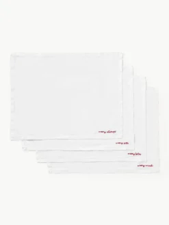 Linnen placemats Alari met borduurwerk, 4 stuks^Westwing Collection New