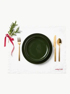 Linnen placemats Alari met borduurwerk, 4 stuks^Westwing Collection New
