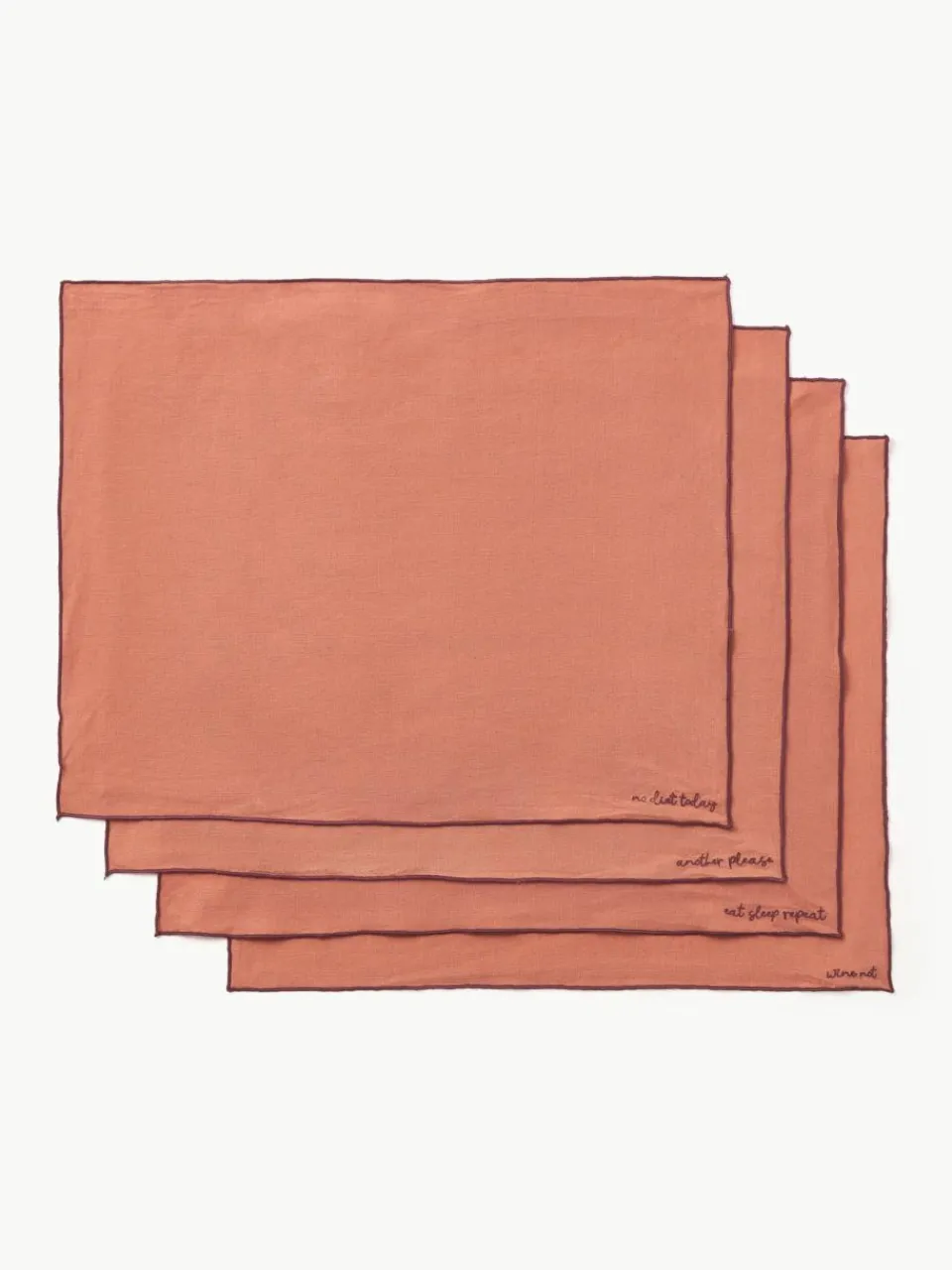 Linnen placemats Cosmo met borduursel, 4 stuks^Westwing Collection Best
