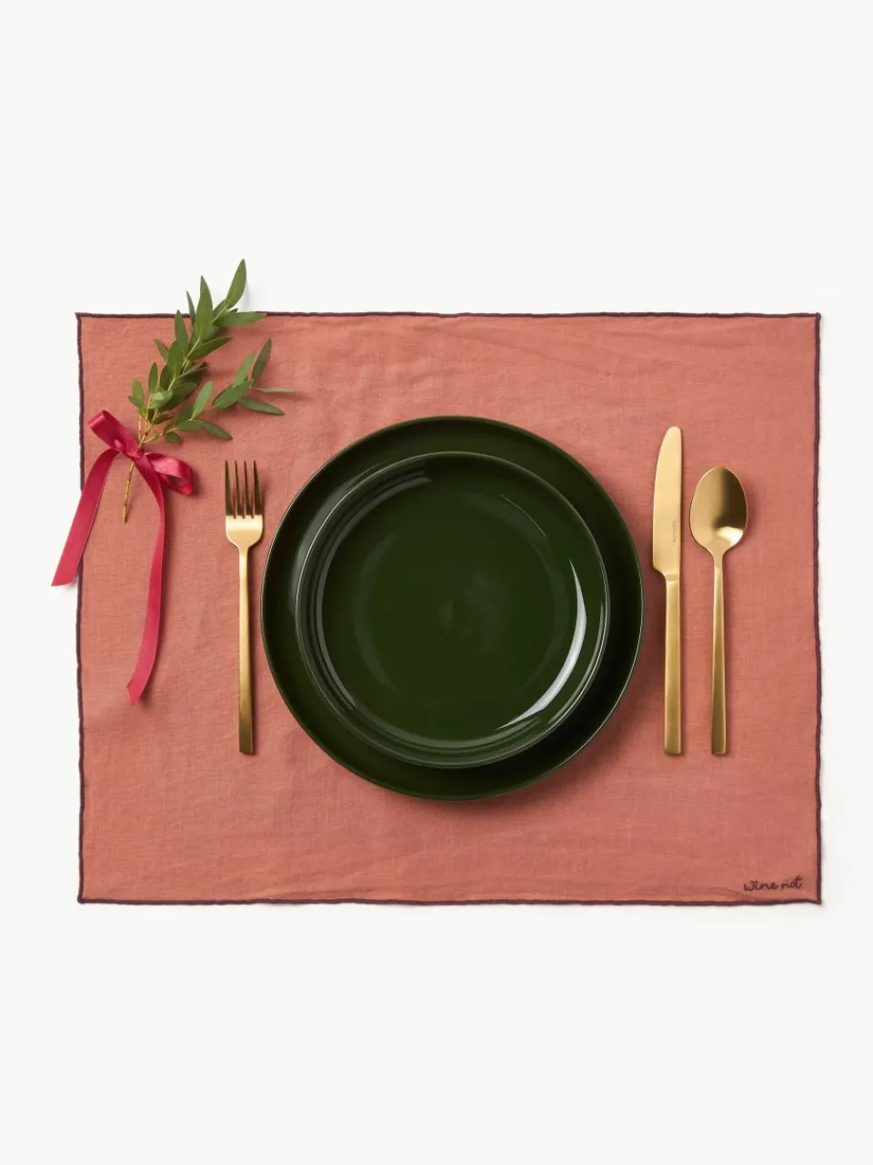 Linnen placemats Cosmo met borduursel, 4 stuks^Westwing Collection Best
