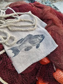 Linnen servet Perch, handgedrukt^Frohstoff Online