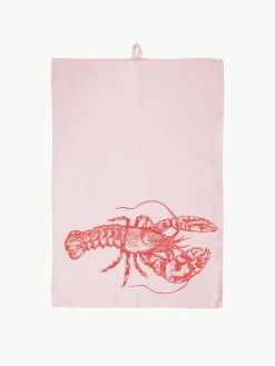 Linnen theedoek Lobster, handgedrukt^Frohstoff Discount
