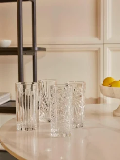 Longdrinkglazen Bichiera met reliëf, 4 stuks^RCR Clearance