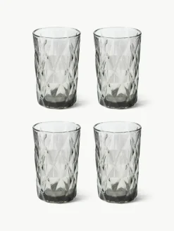 Longdrinkglazen Colorado met structuurpatroon, 4 stuks^Westwing Collection New