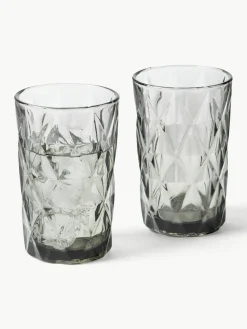 Longdrinkglazen Colorado met structuurpatroon, 4 stuks^Westwing Collection New