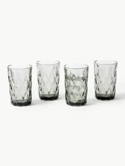 Longdrinkglazen Colorado met structuurpatroon, 4 stuks^Westwing Collection New