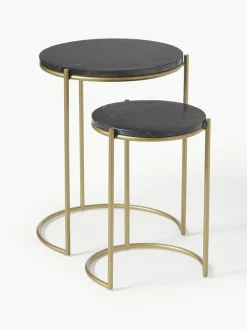Marmeren bijzettafels Ella, set van 2^Westwing Collection New