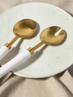 Mat geborstelde saladebestek Agata met marmeren handvat^Westwing Collection Discount