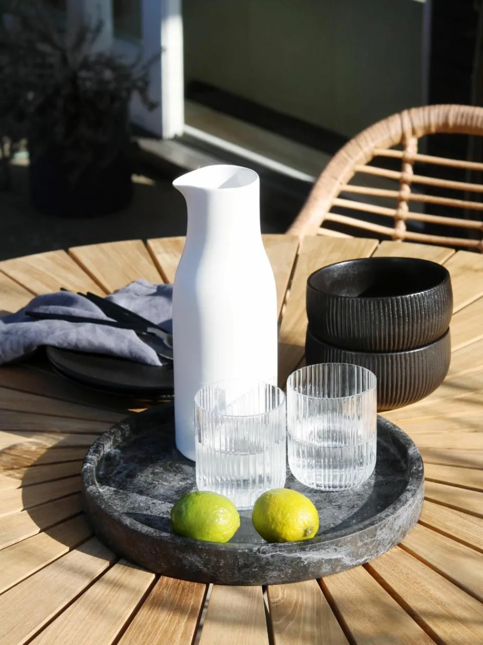 Mate schalen Neri met groefstructuur, 2 stuks^Bloomingville Fashion