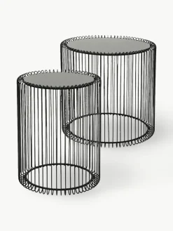 Metalen bijzettafels Wire met glazen blad, set van 2^Kare Design Clearance