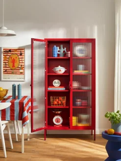 Metalen vitrinekast The Collector met geribbeld glas^Mustard Made Clearance