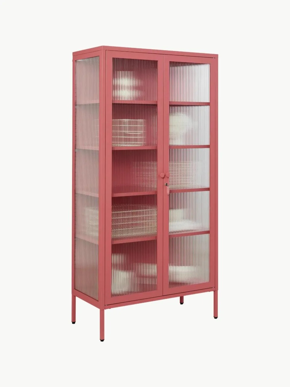 Metalen vitrinekast The Collector met geribbeld glas^Mustard Made Online