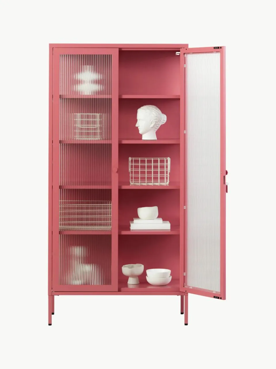 Metalen vitrinekast The Collector met geribbeld glas^Mustard Made Online