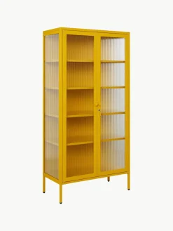 Metalen vitrinekast The Collector met geribbeld glas^Mustard Made Outlet