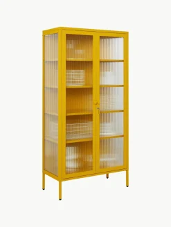 Metalen vitrinekast The Collector met geribbeld glas^Mustard Made Outlet