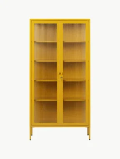 Metalen vitrinekast The Collector met geribbeld glas^Mustard Made Outlet