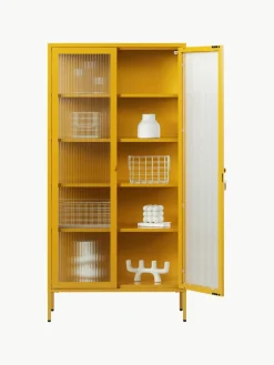 Metalen vitrinekast The Collector met geribbeld glas^Mustard Made Outlet