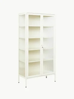 Metalen vitrinekast The Collector met geribbeld glas^Mustard Made Hot