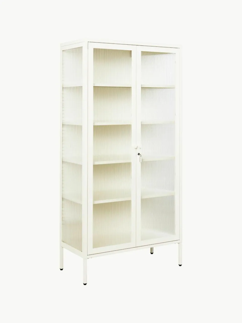 Metalen vitrinekast The Collector met geribbeld glas^Mustard Made Hot