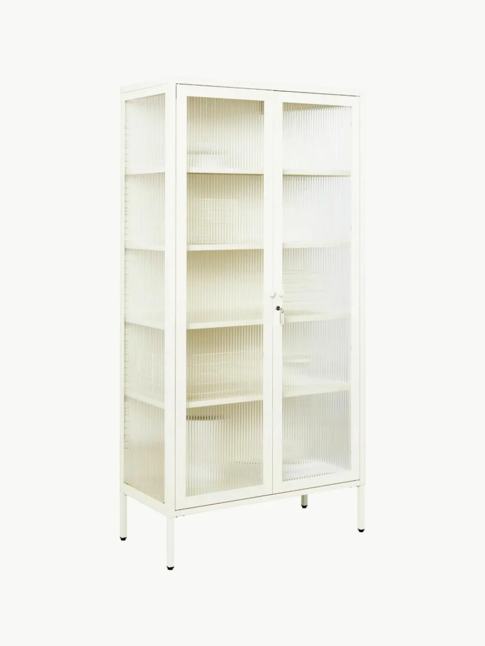 Metalen vitrinekast The Collector met geribbeld glas^Mustard Made Hot