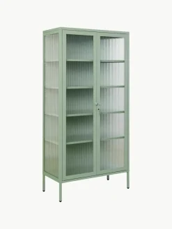 Metalen vitrinekast The Collector met geribbeld glas^Mustard Made Online
