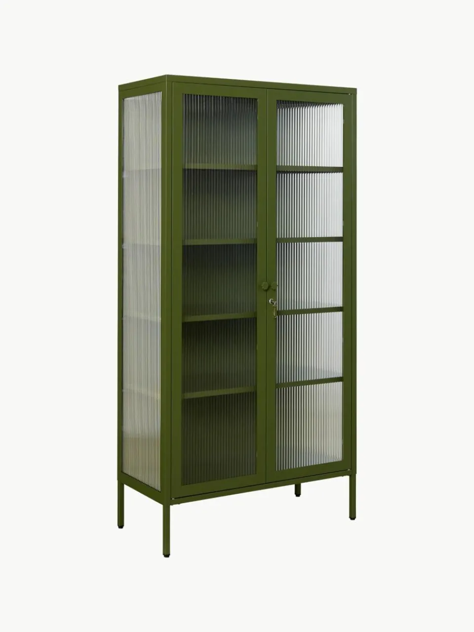 Metalen vitrinekast The Collector met geribbeld glas^Mustard Made Online