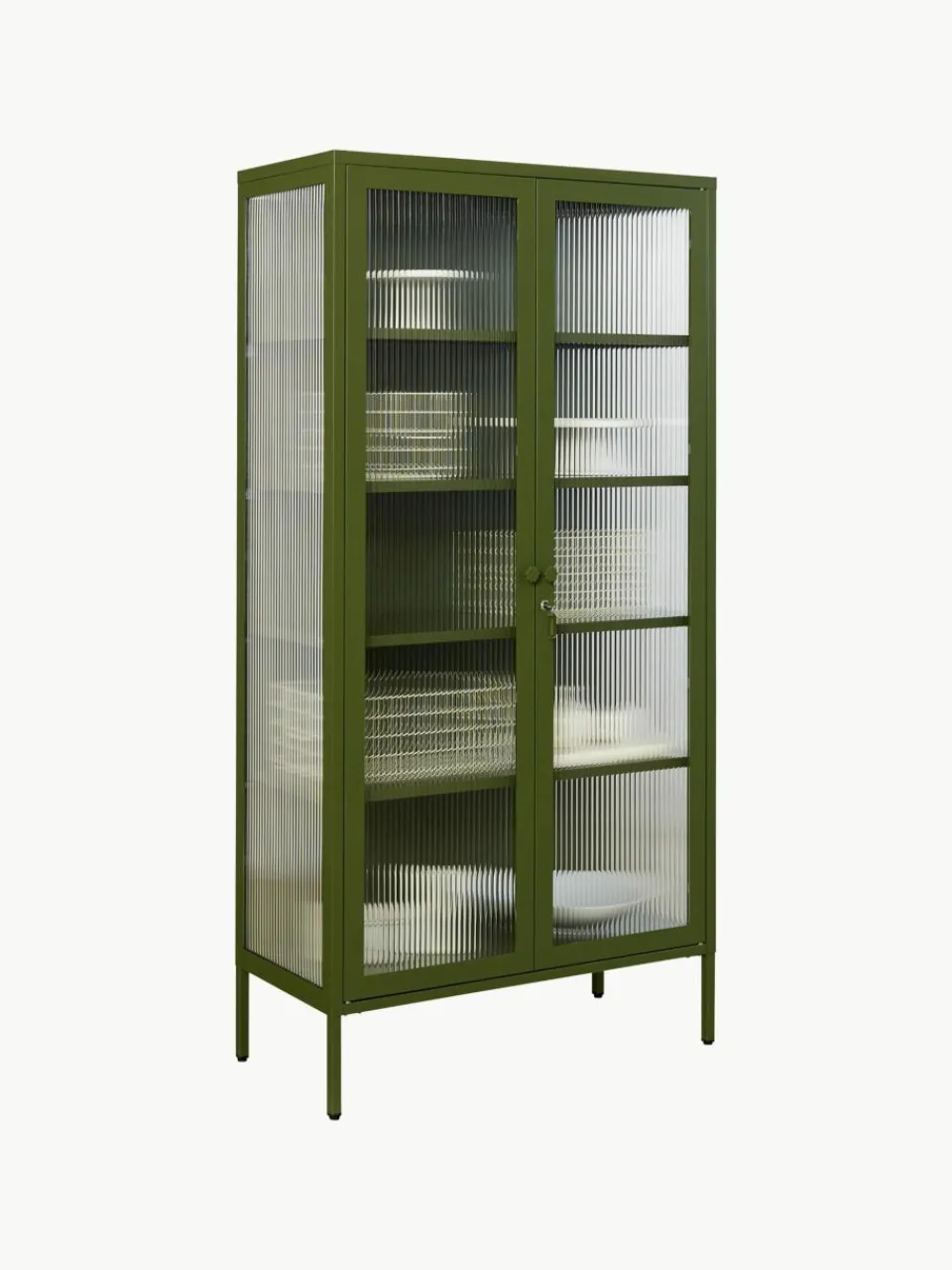 Metalen vitrinekast The Collector met geribbeld glas^Mustard Made Online
