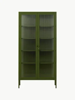 Metalen vitrinekast The Collector met geribbeld glas^Mustard Made Online