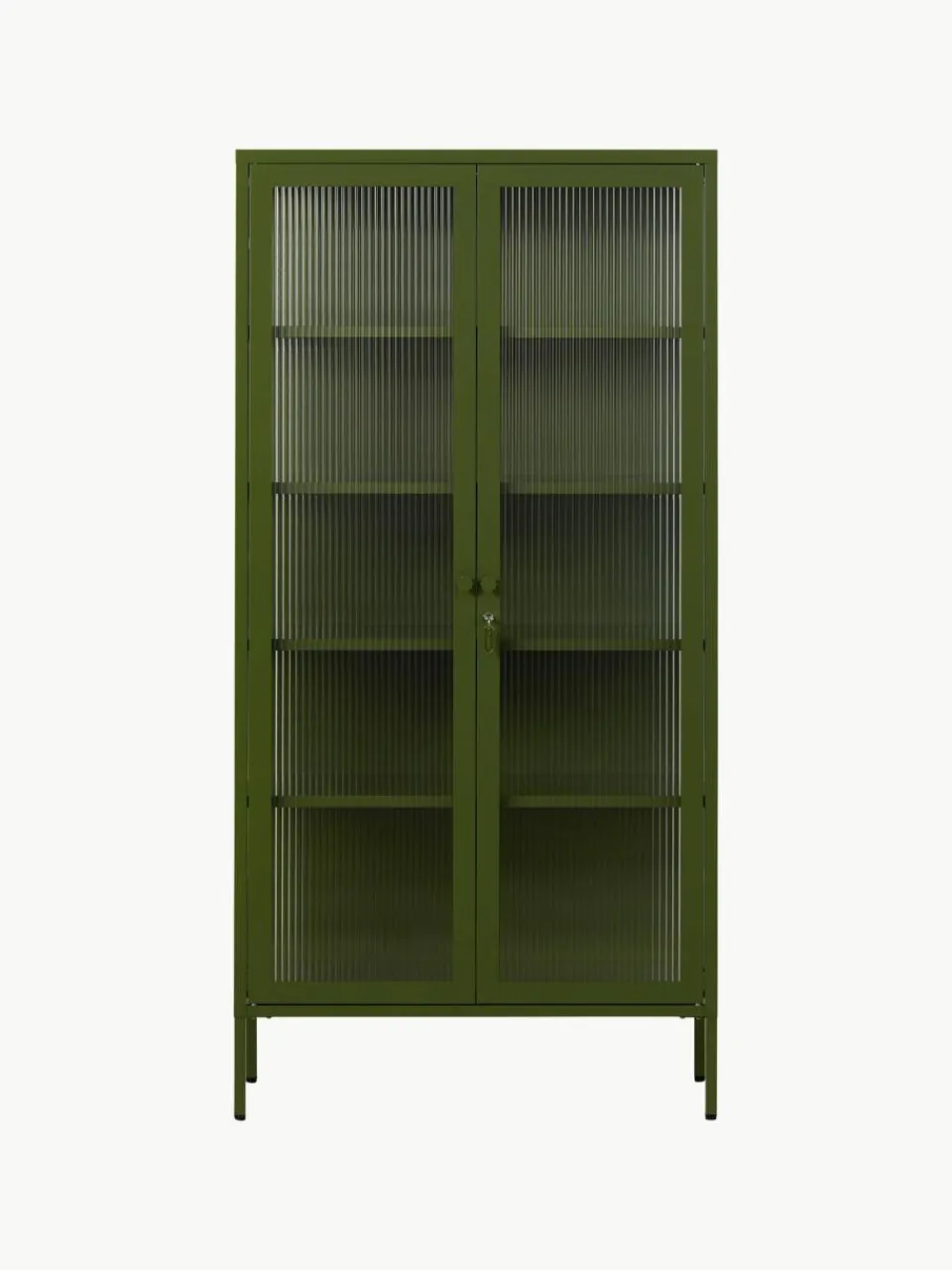 Metalen vitrinekast The Collector met geribbeld glas^Mustard Made Online