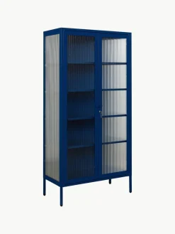 Metalen vitrinekast The Collector met geribbeld glas^Mustard Made Hot