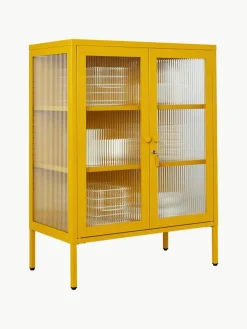 Metalen vitrinekast The Mixer met geribbeld glas^Mustard Made Discount