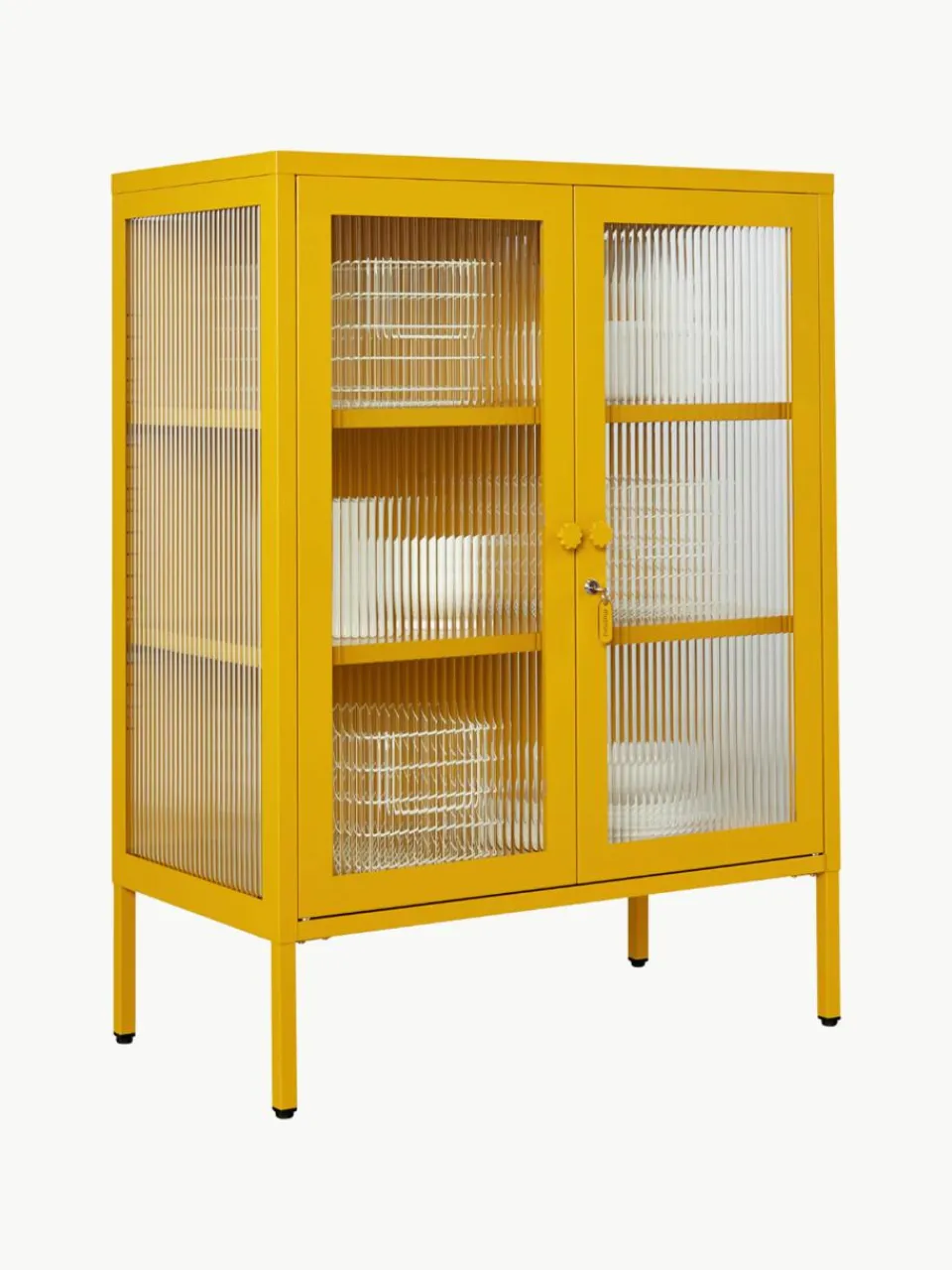 Metalen vitrinekast The Mixer met geribbeld glas^Mustard Made Discount
