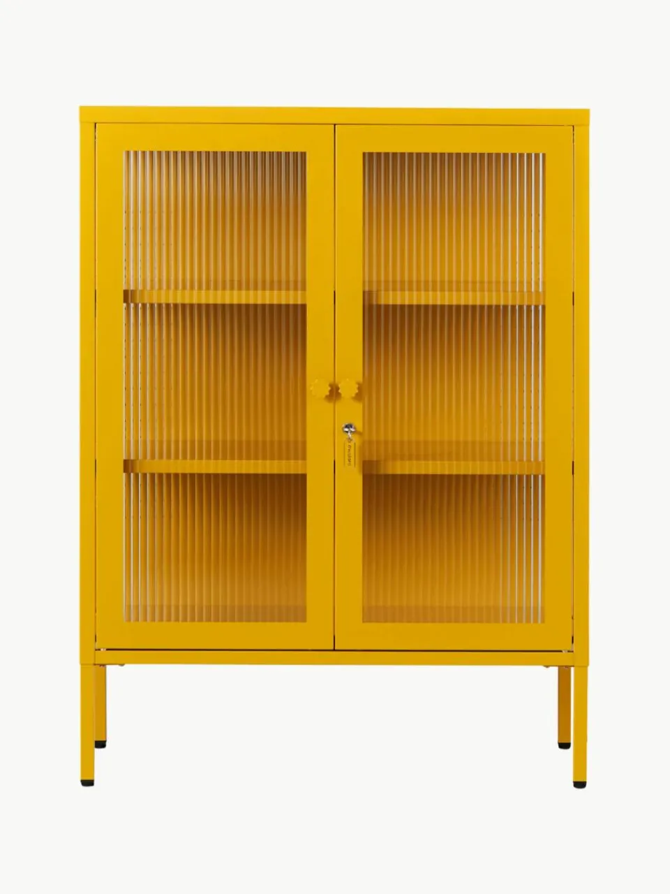Metalen vitrinekast The Mixer met geribbeld glas^Mustard Made Discount