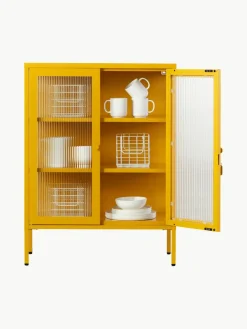 Metalen vitrinekast The Mixer met geribbeld glas^Mustard Made Discount