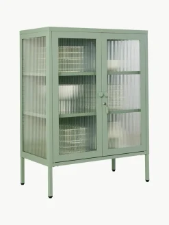 Metalen vitrinekast The Mixer met geribbeld glas^Mustard Made Best