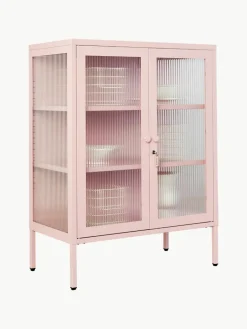 Metalen vitrinekast The Mixer met geribbeld glas^Mustard Made Fashion