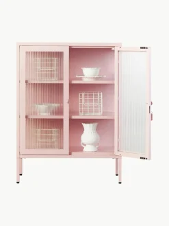 Metalen vitrinekast The Mixer met geribbeld glas^Mustard Made Fashion