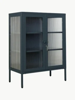 Metalen vitrinekast The Mixer met geribbeld glas^Mustard Made Best