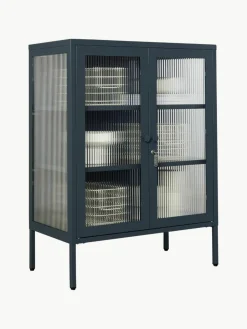 Metalen vitrinekast The Mixer met geribbeld glas^Mustard Made Best