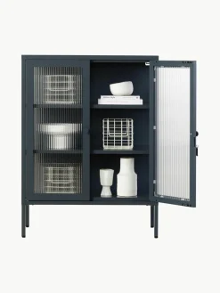 Metalen vitrinekast The Mixer met geribbeld glas^Mustard Made Best