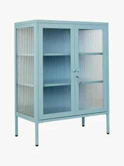 Metalen vitrinekast The Mixer met geribbeld glas^Mustard Made Sale