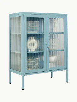 Metalen vitrinekast The Mixer met geribbeld glas^Mustard Made Sale
