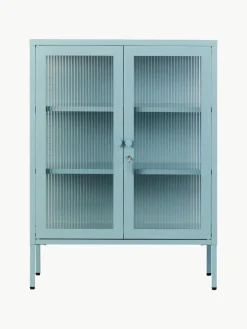 Metalen vitrinekast The Mixer met geribbeld glas^Mustard Made Sale