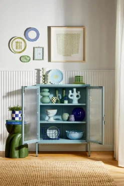 Metalen vitrinekast The Mixer met geribbeld glas^Mustard Made Sale