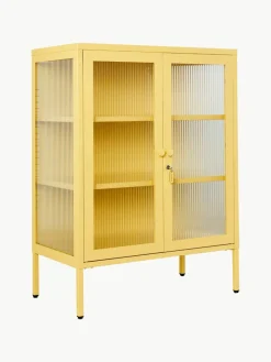 Metalen vitrinekast The Mixer met geribbeld glas^Mustard Made New
