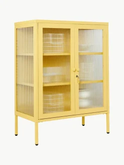 Metalen vitrinekast The Mixer met geribbeld glas^Mustard Made New