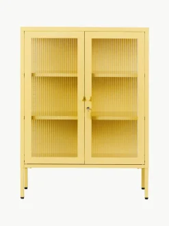 Metalen vitrinekast The Mixer met geribbeld glas^Mustard Made New