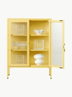 Metalen vitrinekast The Mixer met geribbeld glas^Mustard Made New